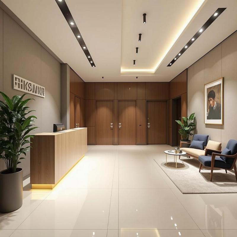 Khu vuc le tan va sanh cho chuyen nghiep Toa nha VI Office